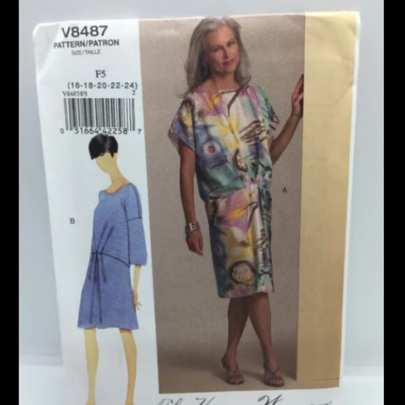 Vogue 8487 Woman Sewing Pattern Drop-Waist Dresses Sizes 16-18-20-24 - Picture 1 of 2